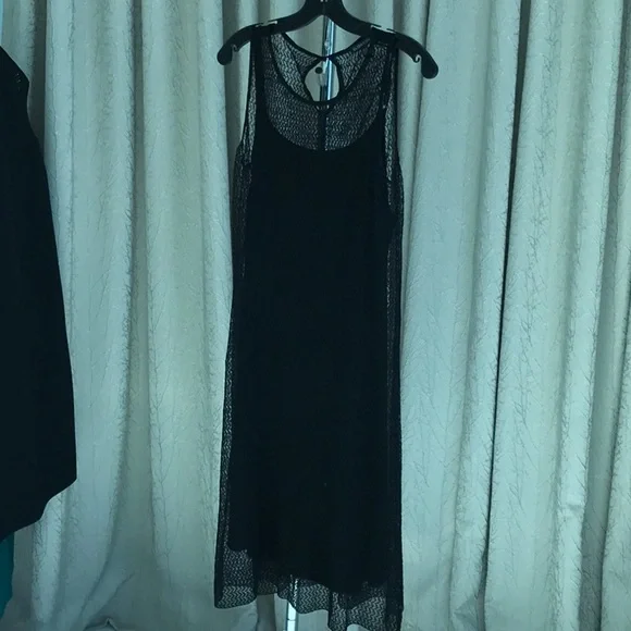Eileen Fisher black lace dress with slip Eileen Fisher black lace dress with slip